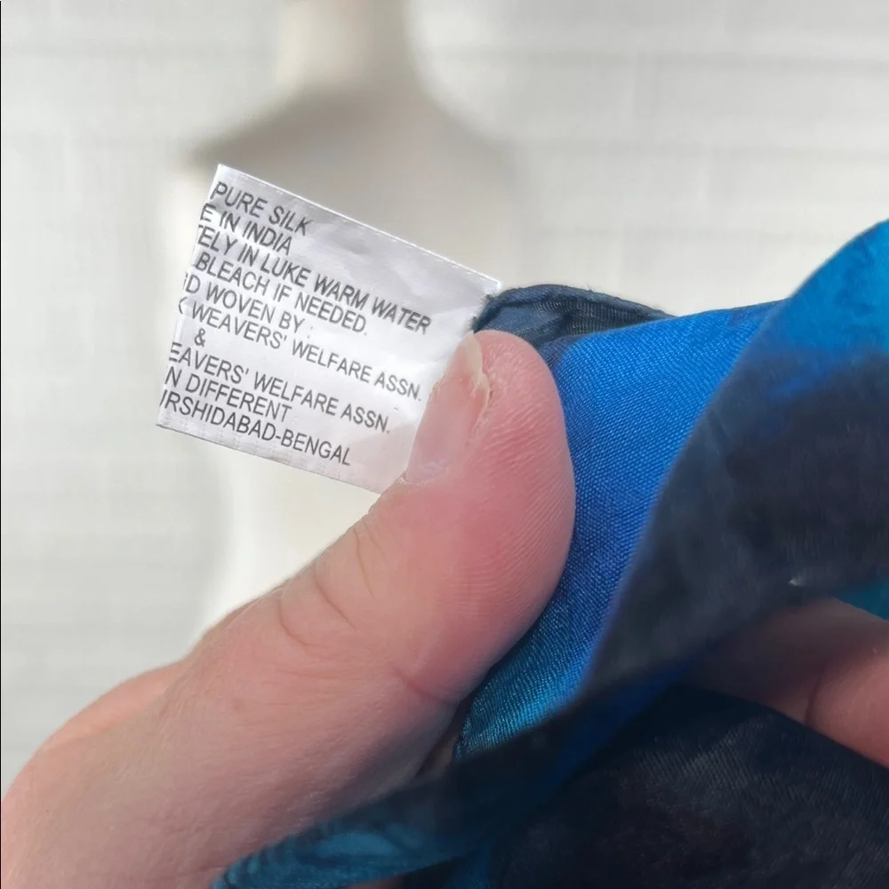 Vintage Blue Tie Dye Silk Scarf Lightweight
